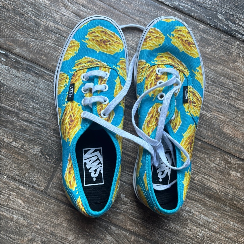 Vans Limited French Fries  Blue and Yellow Sneakers Print women 6.5 or men 5